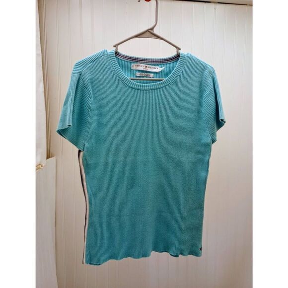 Vintage '90s Tommy Hilfiger blue short sleeve sweater size XL - Picture 1 of 5